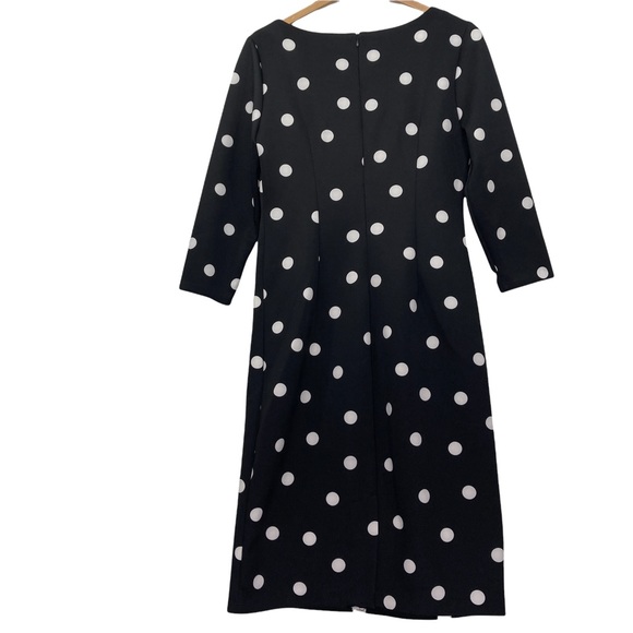 Worthington Womens Dress 3/4 Sleeve Black/White Polka Dot Size 10 Round Neck - Picture 3 of 11